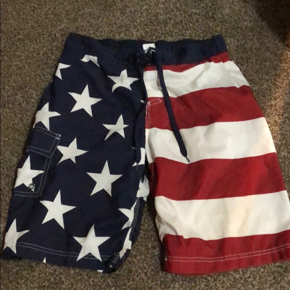 Men’s American flag swim trunks